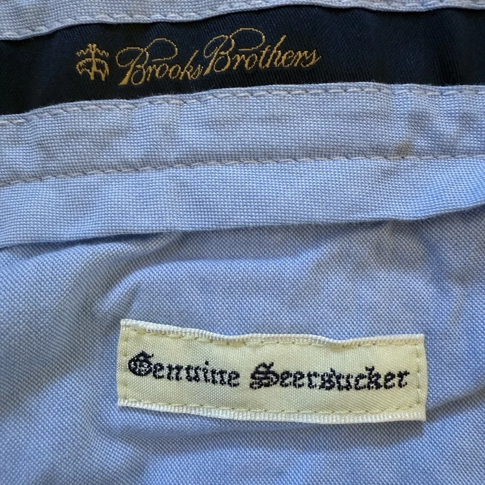 Brooks Brothers Bermuda Shorts Genuine Seersucker Mens Size‎ 38 x 10 Blue White